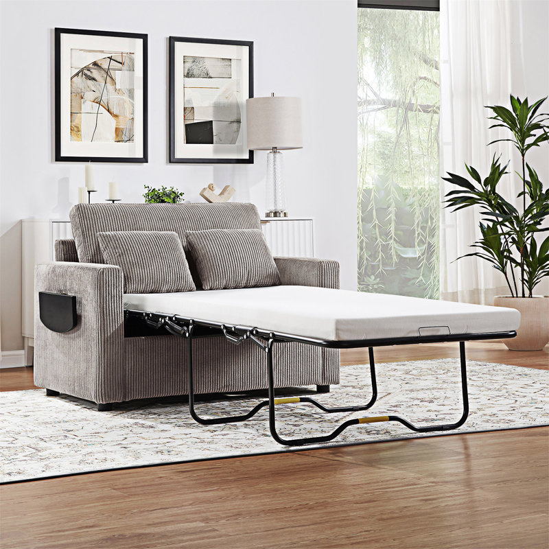 Canapé-lit avec matelas pliable, Brun gris
