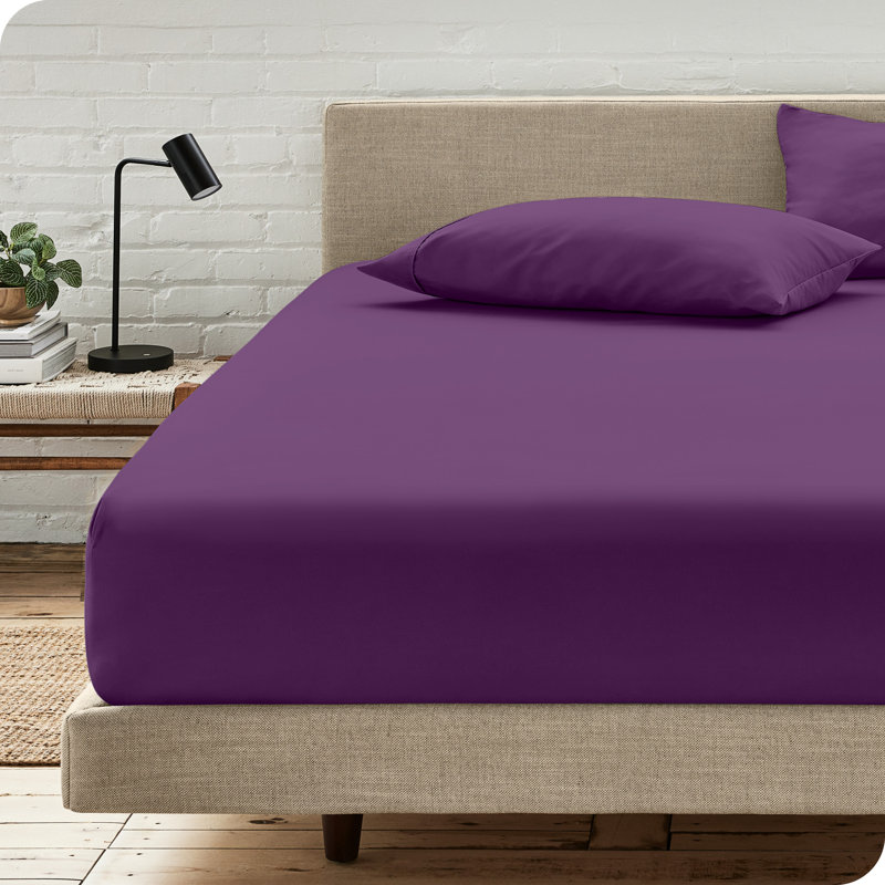 Ensemble de drap-housse en microfibre avec taie d'oreiller   , Prune, Drap-housse pour lit simple très long avec 1 taie