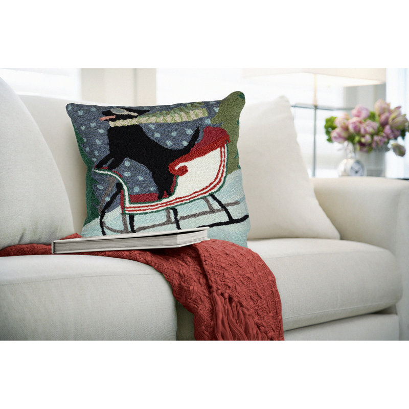 Sledding Dog Outdoor Throw Pillow