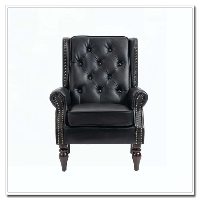 Fauteuil avec cadre en bois, Polyuréthane noir
