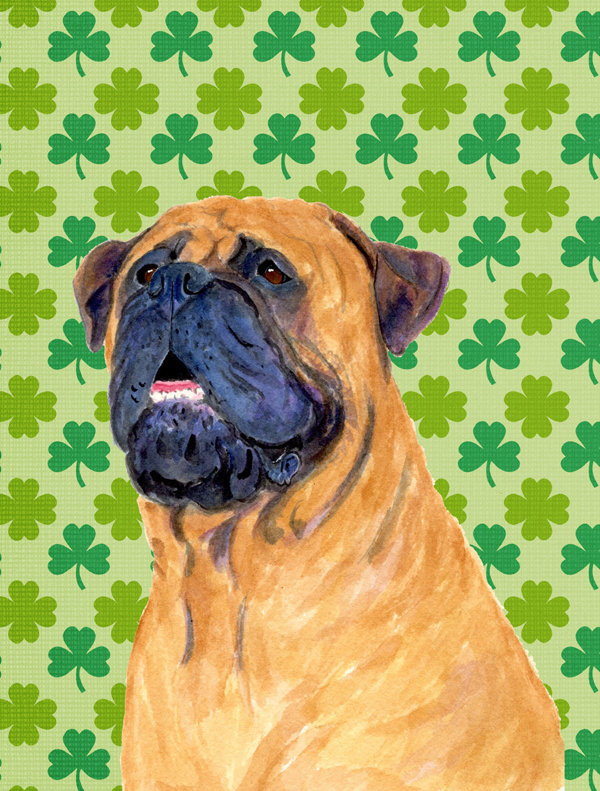 Drapeau de jardin à 2 côtés st. patrick day trèfle, Mastiff (brun et noir)