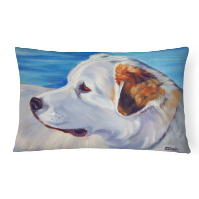  Coussin intérieur / extérieur en tissu Great pyrenees at the beach