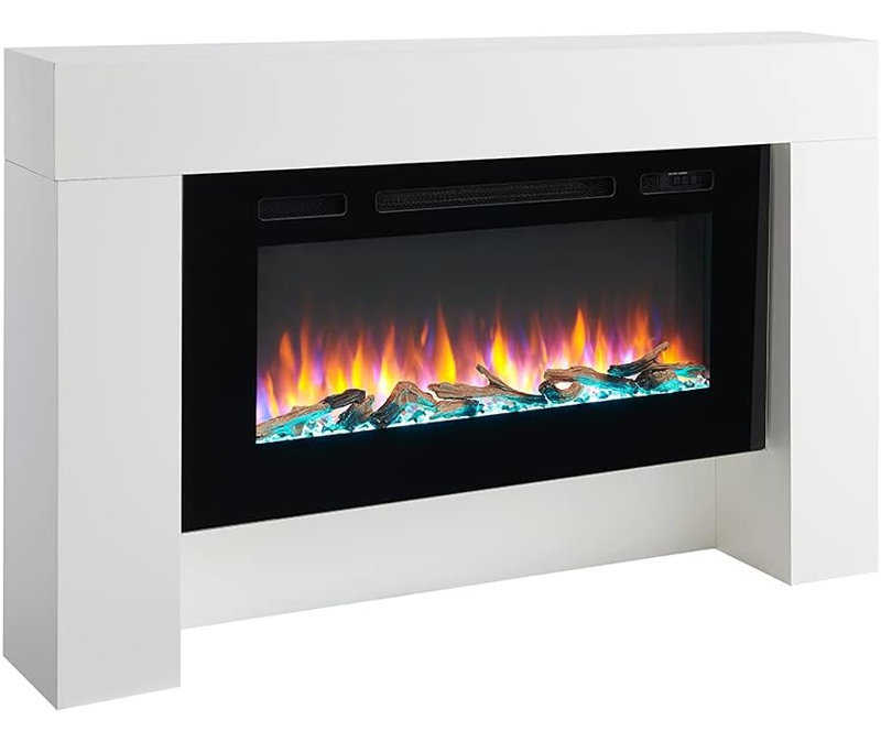 FLAMME Electric Fire and Surround, Freestanding Suite, Carmaux, 30cm H x 156cm W x 32.5cm D, White