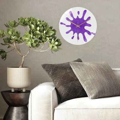 12" Round Tempered Glass Wall Clock with Silent Quartz Movement