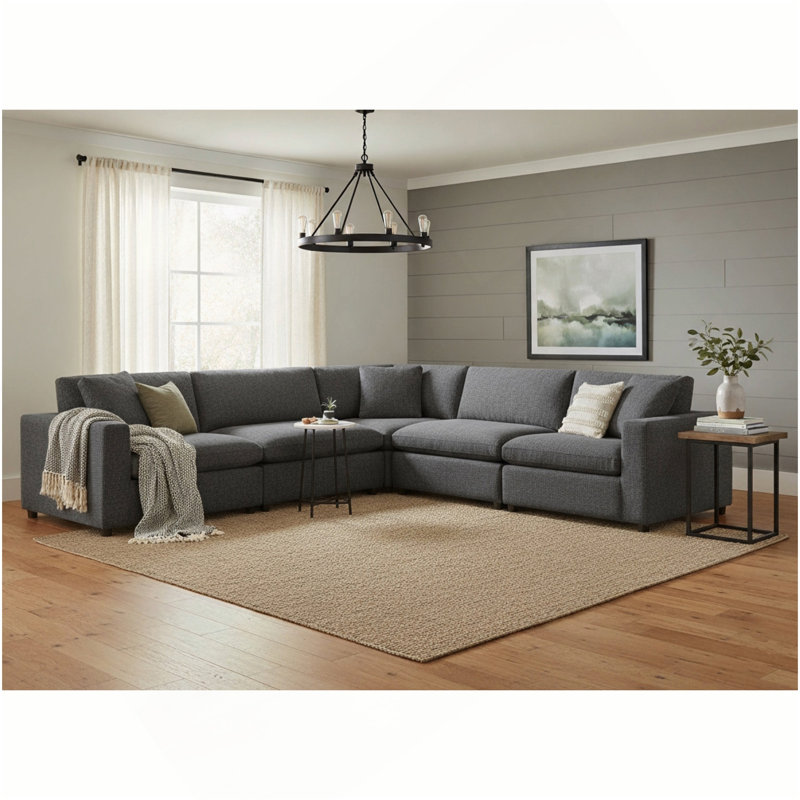 Cassandra Modular 5-Piece Sectional - Charcoal, Charcoal Gray