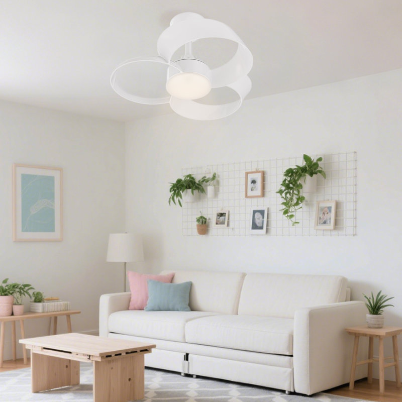 Soraya 22 in. Indoor Ceiling Fan with Dimmable Integrated LED and Remote Control, White, White