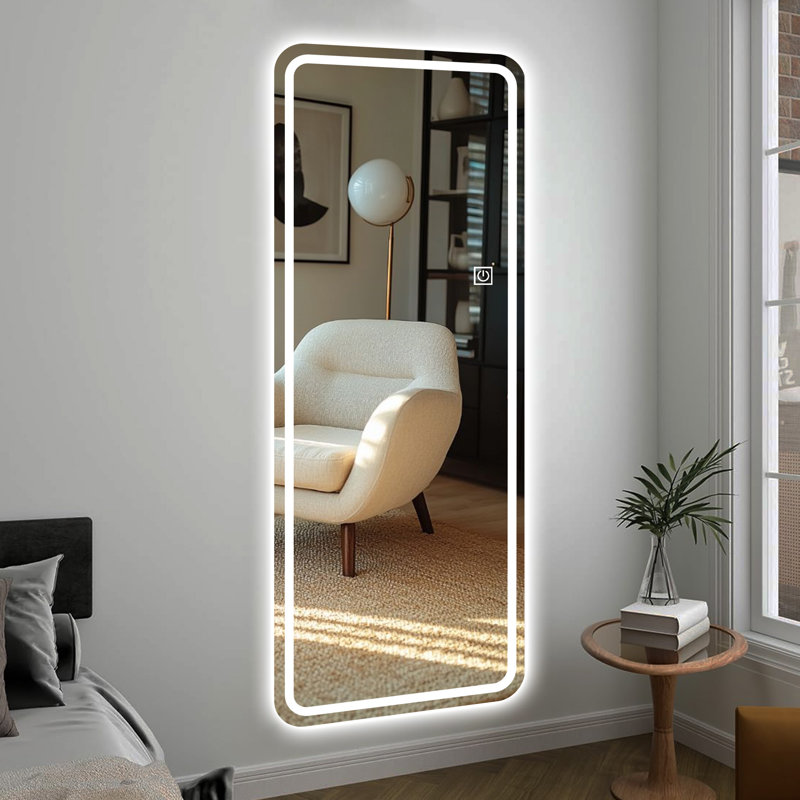 Miroir de plancher 64 po x 21 po sans cadre avec lumière DEL, gradation et 3 modes de couleur 
