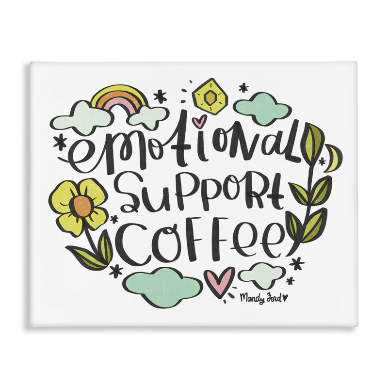 Motif de soutien, toile de café, design par Mandy Ford Art + Illustration, H 16 po x l 20 po