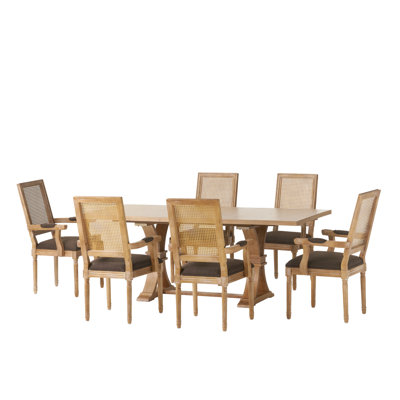 Ensemble de salle à manger en tissu et bois d'hévéa Hoskin