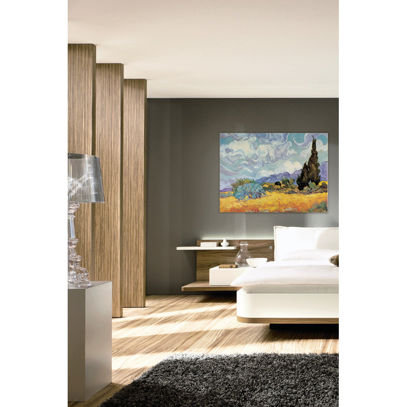 Cypress Trees by Vincent Van Gogh - Print on Wood, 96cm H x 136cm W