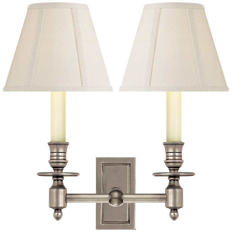 Library 2 - Light Armed Sconce, Linen, Antique Nickel