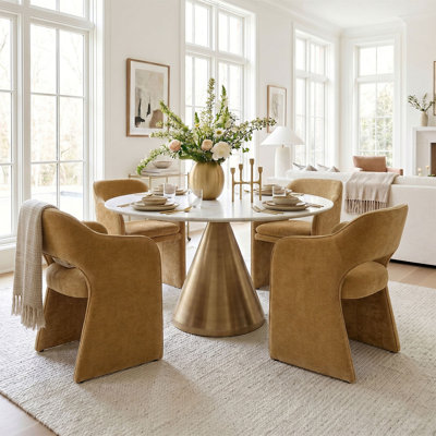 19" Seat Height Upholstered Chenille Dining Armchair