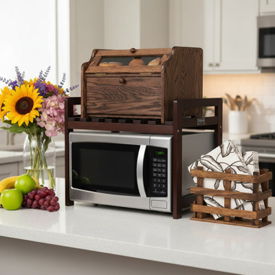 Neveen Wood Microwave Stand, Shelving Rack
