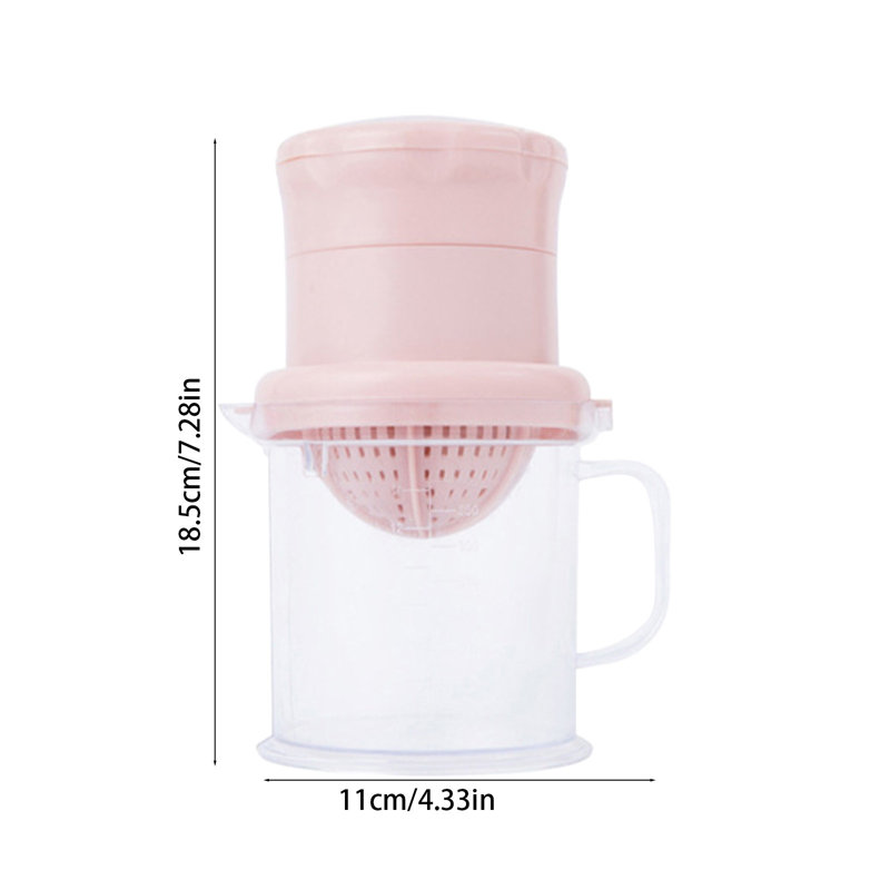 Manual Juicer Squeezes Lemon Separates Cup With Scale Holds Hand And Presses Juices, Pink