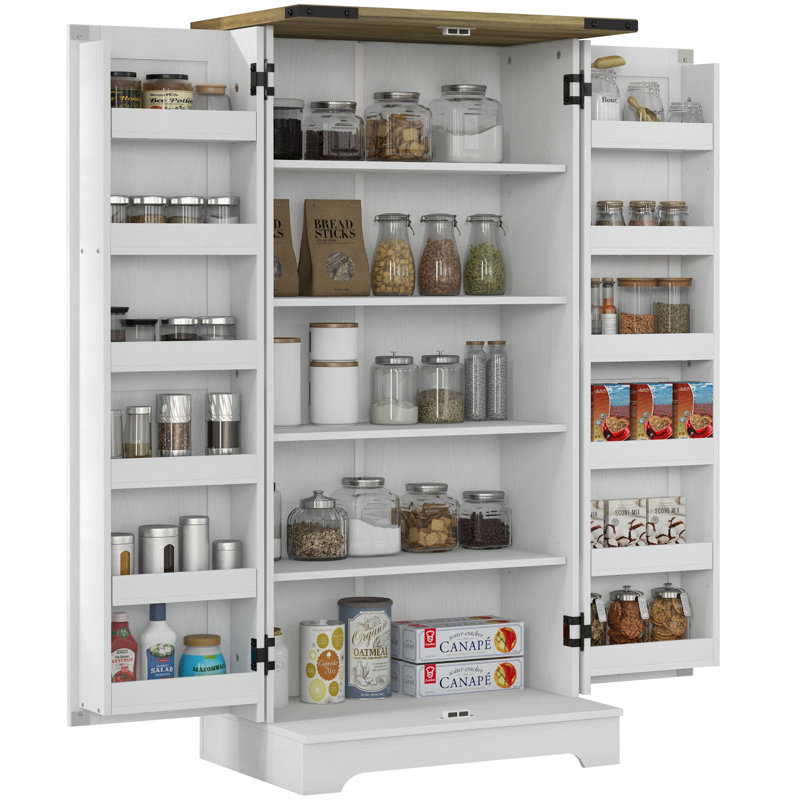 Armoire de cuisine avec tablettes réglables blanc crème