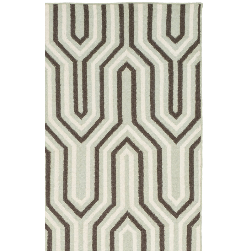 Rodgers Hand Woven Flat Weave Wool/Cotton Geometric Rug in Brown/Gray/Beige, Square 6'