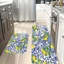 Ensemble de tapis de cuisine méditerranéen à motif citron pour cuisine et décor bord de mer, bleu et jaune 2 pièces