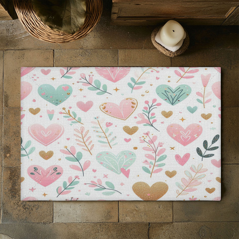 Tapis tressé Tender Heart Bursts, Rectangulaire 3 pi x 5 pi