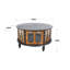 Table basse de rangement ronde de 31,5 po, placage de bois véritable moderne, trois portes, petit espace de salon, noir et noyer | Idée de cadeau