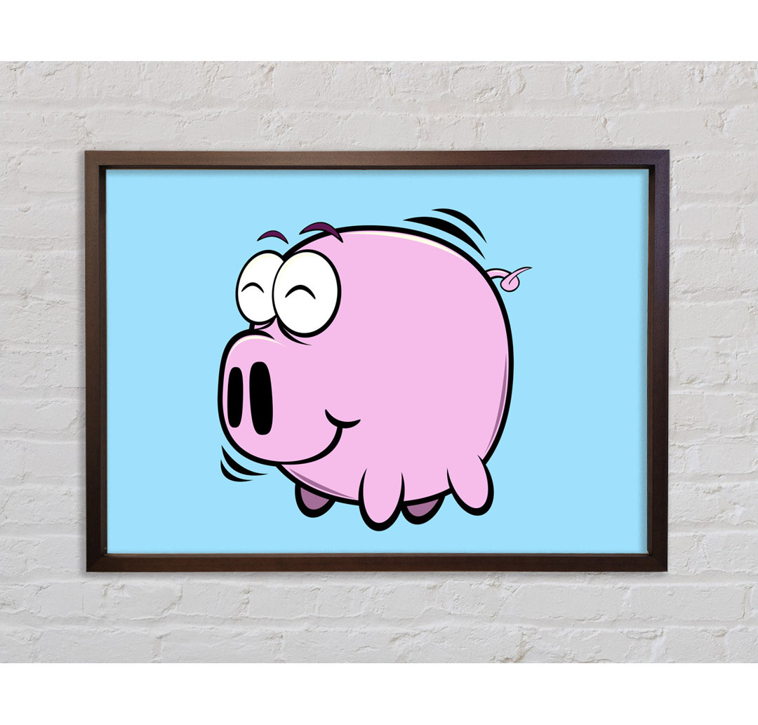 Happy Pig Smiling Baby Blue - Einzelner Bilderrahmen Kunstdrucke auf Leinwand