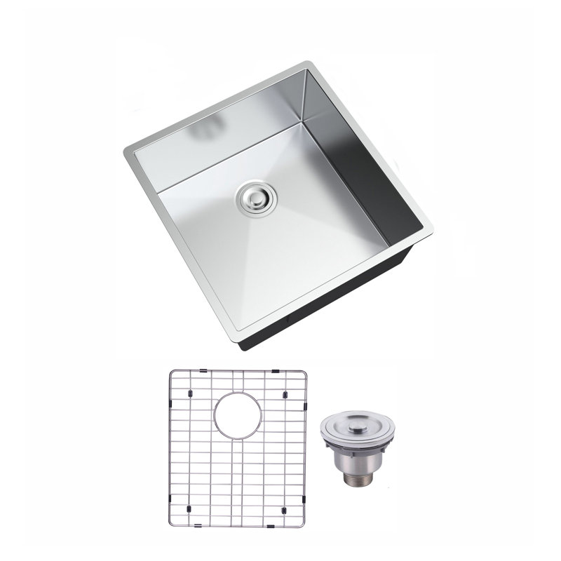 Topcraft Undermount 18 Gauge T304 Stainless Steel Kitchen Sink, 18x17x8 Inch Single Bowl Kitchen Sink, Under Mount Deep Basin Sink for Kitchen