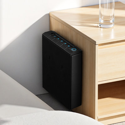 Coffre-fort coulissant à accès rapide 3 voies avec clé à mot de passe d'empreinte digitale pour arme de poing, lampe de poche et chargeur, montage sur table de nuit, voiture, bureau ou chevet, métal noir Q235, profondeur 43 cm, largeur 30,6 cm, hauteur 14,3 cm.