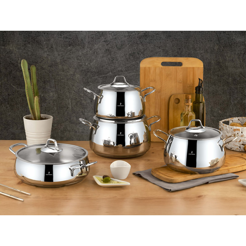 Ensemble de casseroles en acier inoxydable avec couvercle en verre Venus