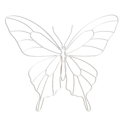 VIP Metal 17 in. White Wire Butterfly Wall Decor