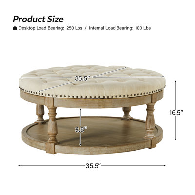 Lynde Kat Button Tufted Storage Ottoman