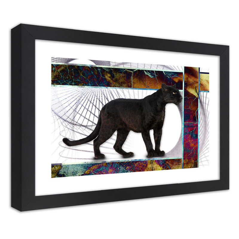 Leopard Animals - Single Picture Frame Print, 70cm H x 100cm W, Black