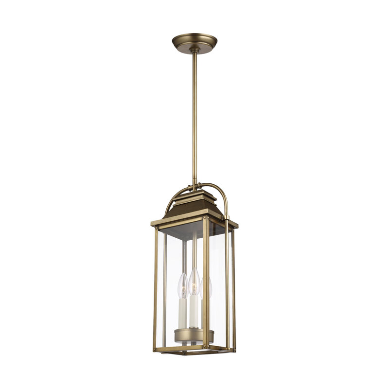 Lanterne suspendue d'extérieur 3 lumières Newson, Laiton vieilli peint