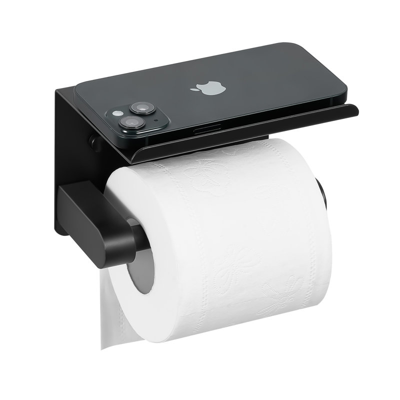 Porte-papier hygiénique mural avec tablette, acier inoxydable noir mat pour Mega Rolls