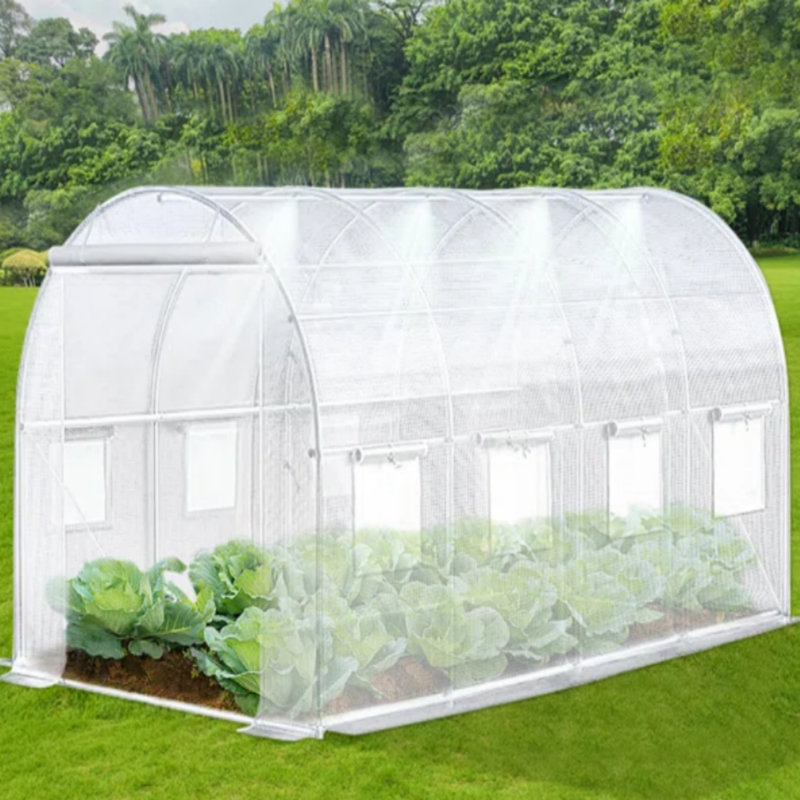 White PVC Material Plant Grow Tent, Heavy-Duty Galvanized Steel Frame Plant Greenhouse with Misting Cooling System Kit & 6 Air Vents, Durable Plant Grow House