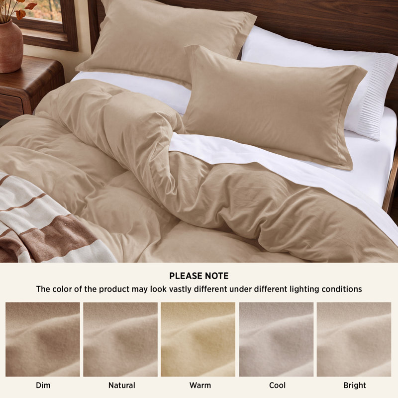 Bedsure Microfiber Duvet Cover California King Size - Prewashed Cotton-Like Extra Soft Bedding Set (Set of 3), Light Brown