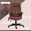 Fauteuil de bureau vibrant à 6 points avec massage chauffant, dossier haut inclinable en microfibre avec dossier inclinable, accoudoirs rembourrés et télécommande, rouge