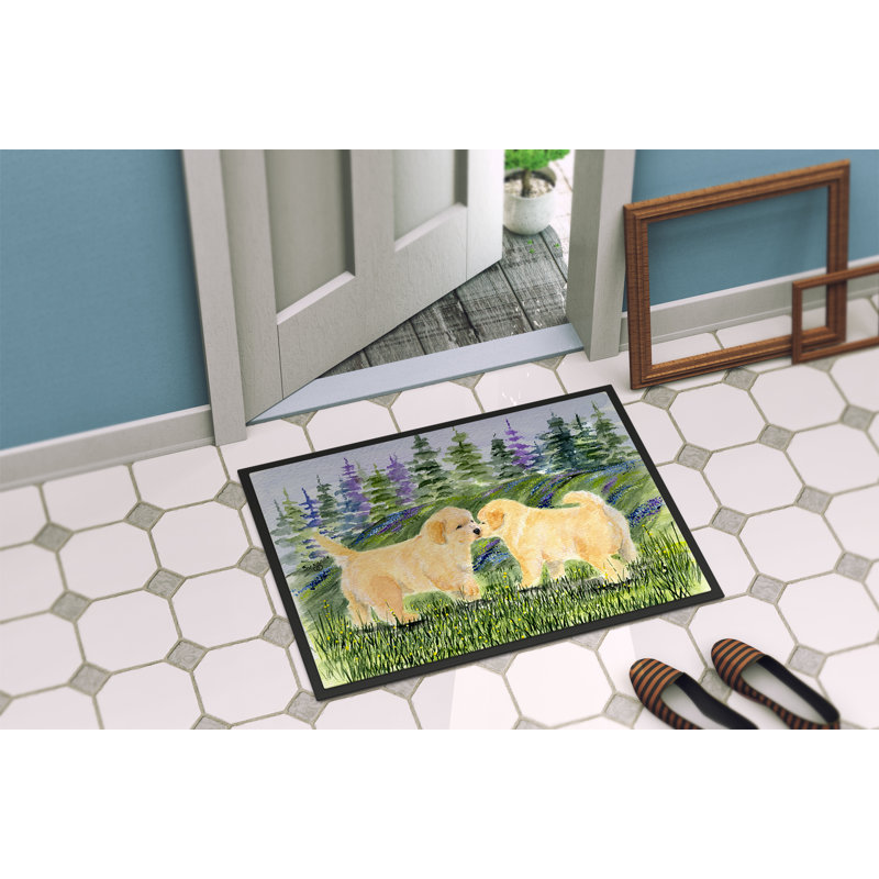 Tapis de porte d’intérieur anti-dérapant golden retriever, Rectangle 2 pi x 3 pi