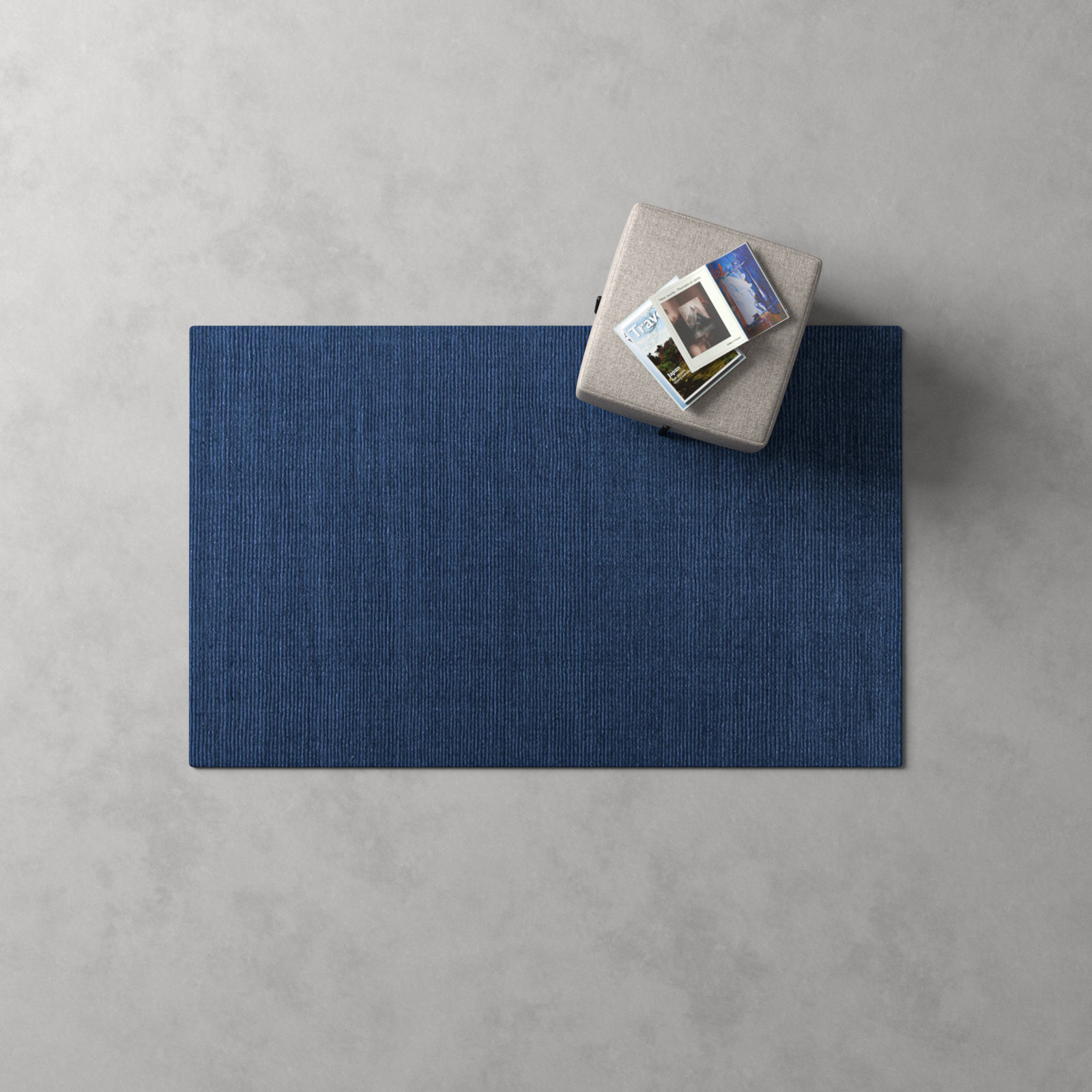 Crowe Dark Blue Hand-Woven Wool Rug, Rectangle 3'3" x 5'3"