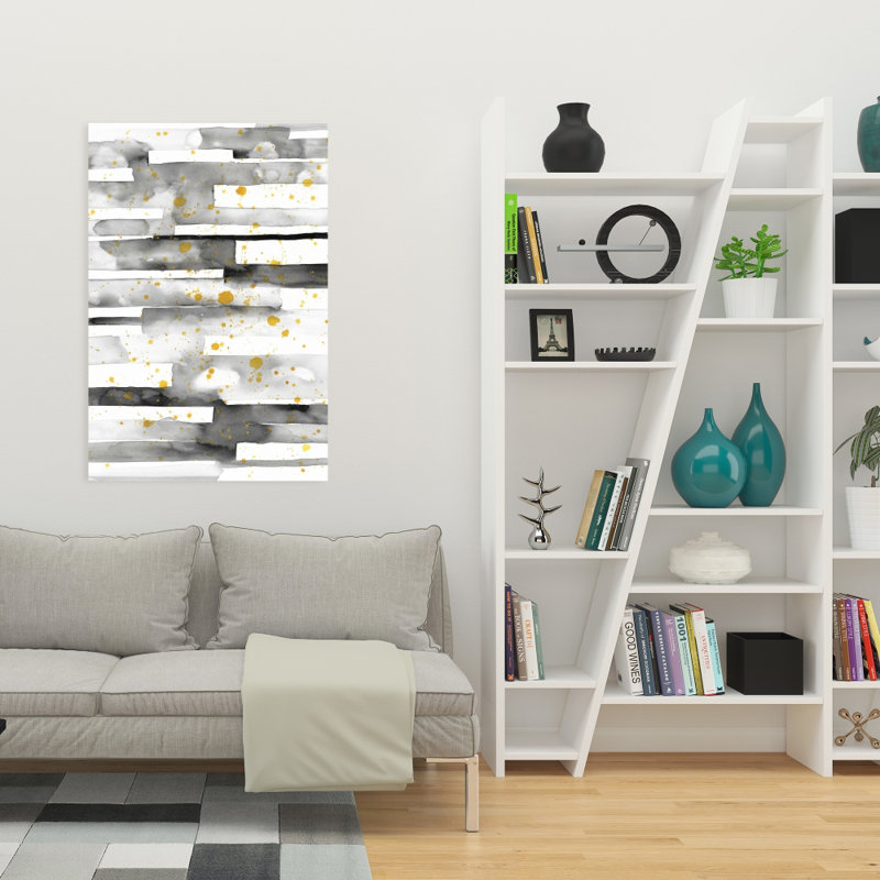 Rayures noires avec éclaboussures dorées - décor de bureau abstrait