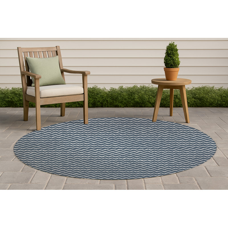 Tapis d'extérieur à motif de chevrons antidérapant, Rond 5 pi