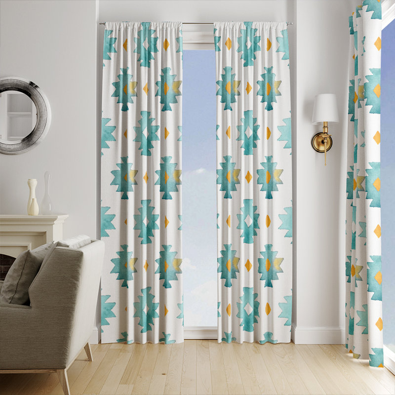 Panneaux de rideaux géométriques semi-transparents, L 40 po x L 82 po