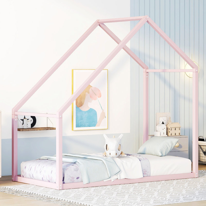 Cadre de lit en métal pour enfants avec cadre de lit moderne, Rose