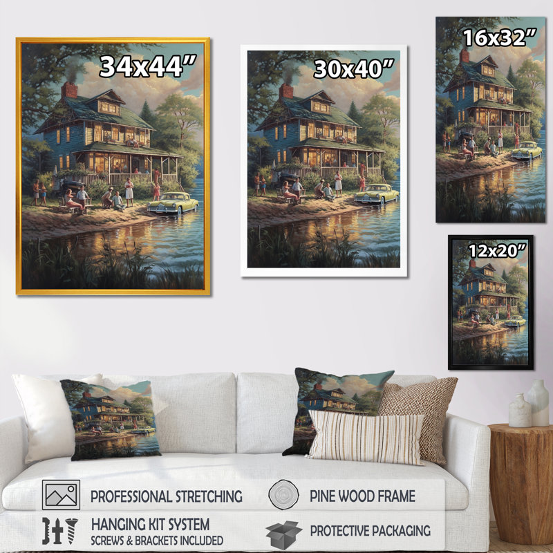 «Richae Summer Vaccation At The Cottage I», reproduction sur toile, H 44 po x l 34 po x P 1,5 po, Encadrement doré