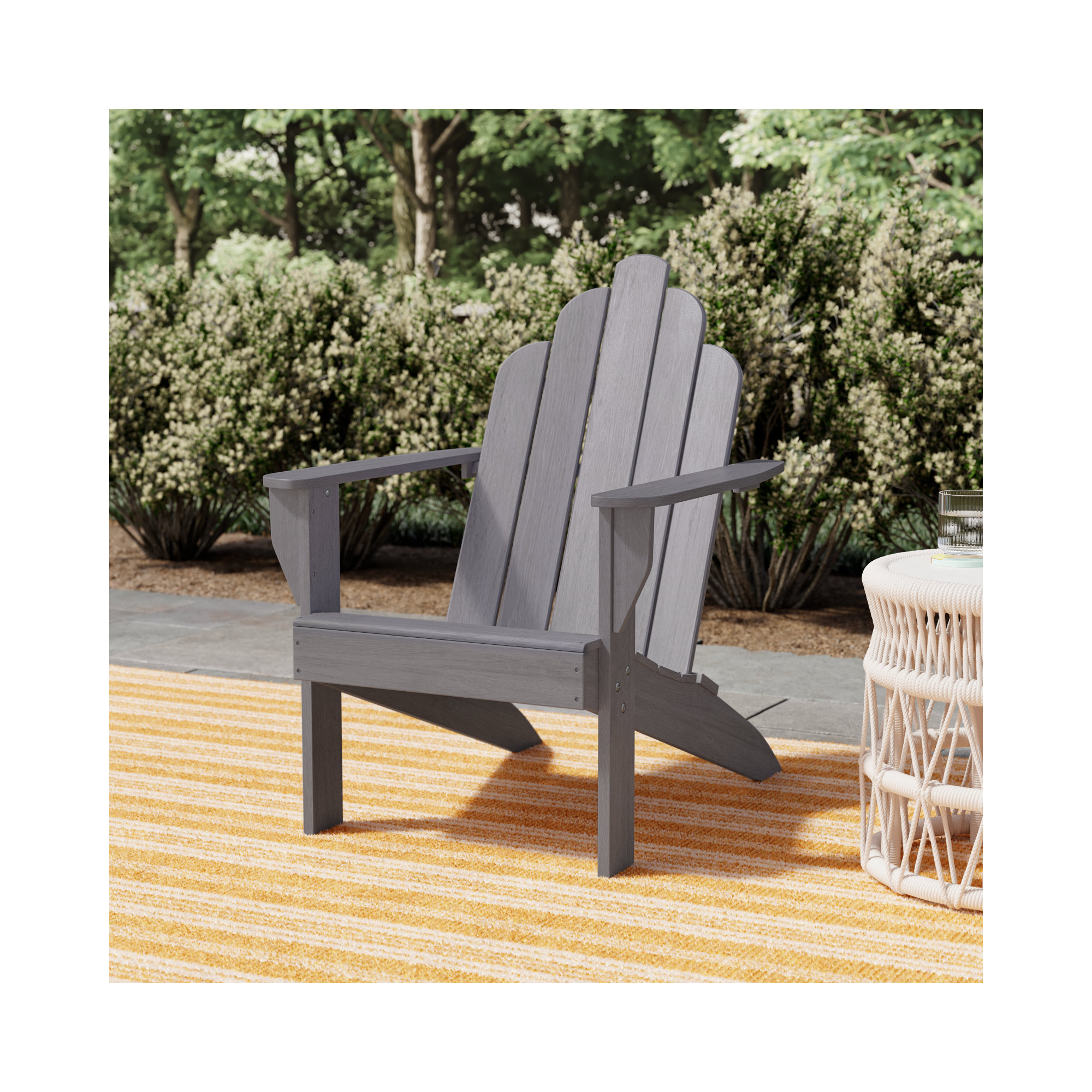 Sanchaya Teak Outdoor Adirondack Chair, Weathered Gray