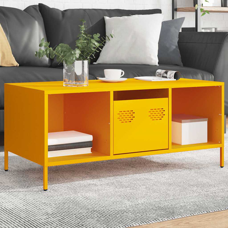 Alizai Coffee Table with Storage, Mustard Yellow