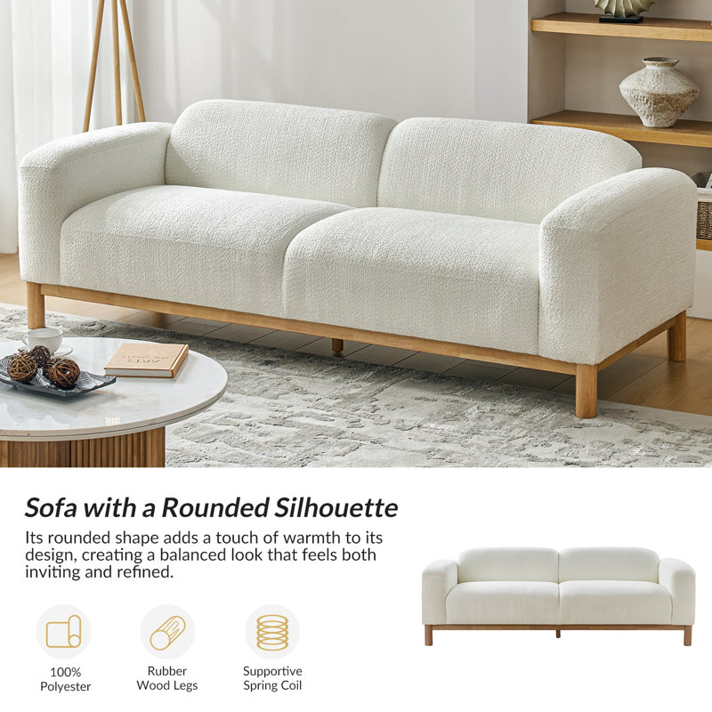 Matlin 91" Modern Boucle Sofa | Solid Wood Base