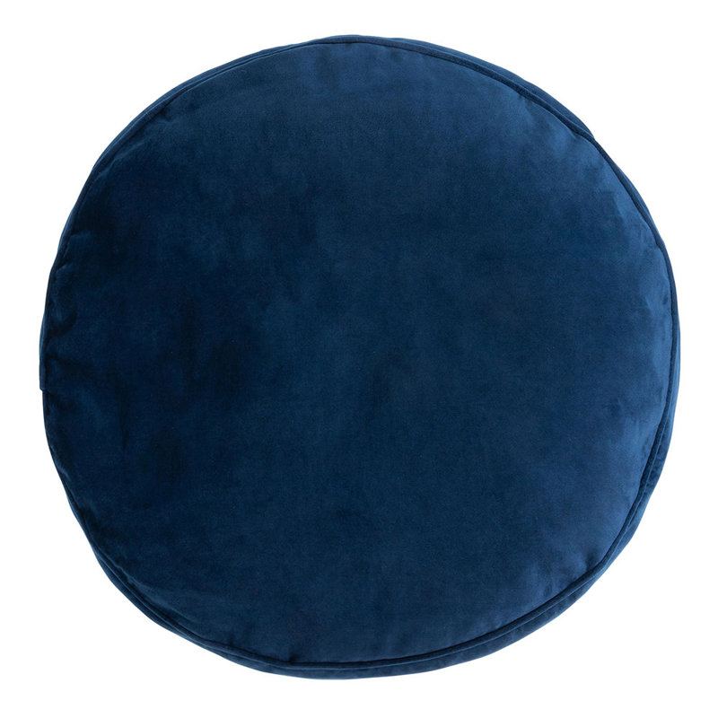 Milano 55Cm Wide Velvet Round Pouffe Ottoman, Navy Blue