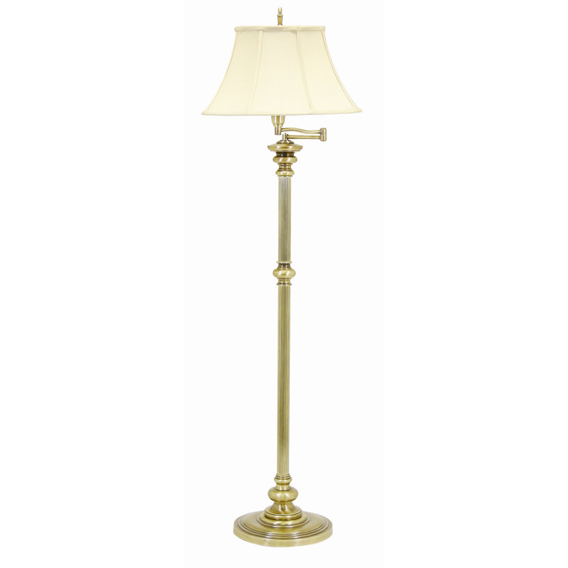 Newport Swing Arm Floor Lamp, Antique Brass
