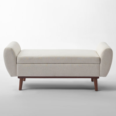 Upholstered Storage Bench with Solid Wood Leg