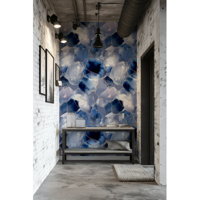 Blue Abstract Marble Wallpaper Navy Peel And Stick Geometric Wall Mural