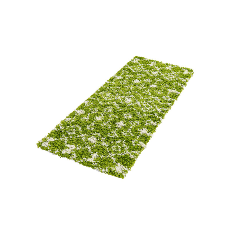 Tapis de couloir contemporain Modon vert-ivoire, Tapis de couloir 3 pi 3 po x 16 pi 5 po